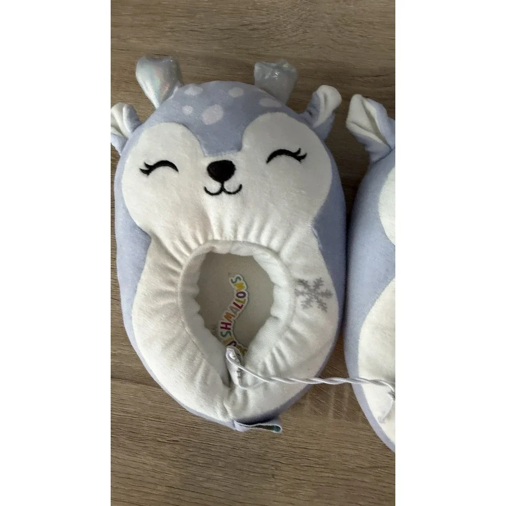 Squishmallows Deer Slippers Kids Size 11 12 Blue‎ Plush House Shoes NWT